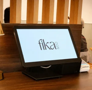 A newly installed touchscreen till operating in a local hospitality business.